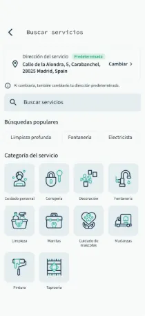 Pantalla de búsqueda de la app Lugh